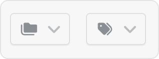 Folder menu and label menu in toolbar